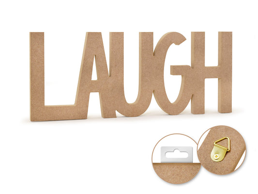 Wood Craft: 12" DIY Word Decor- MDF Standing C) Laugh