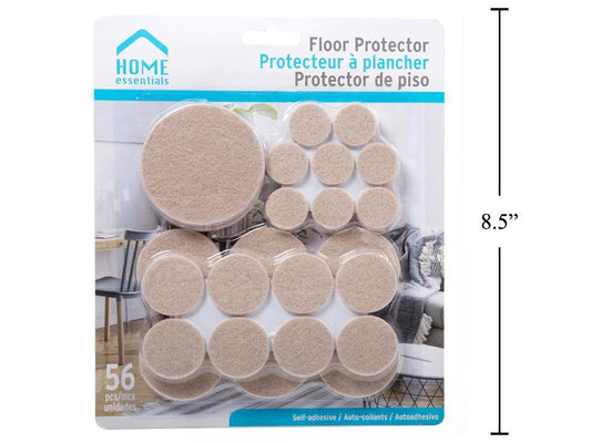 H.E., 56-pc Asst'd Floor Protectors self adhesive, b/c(CS)