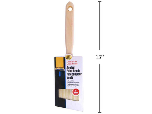 H.E. Paint Pro, 3" Angled Paintbrush, Wooden Handle, slv card