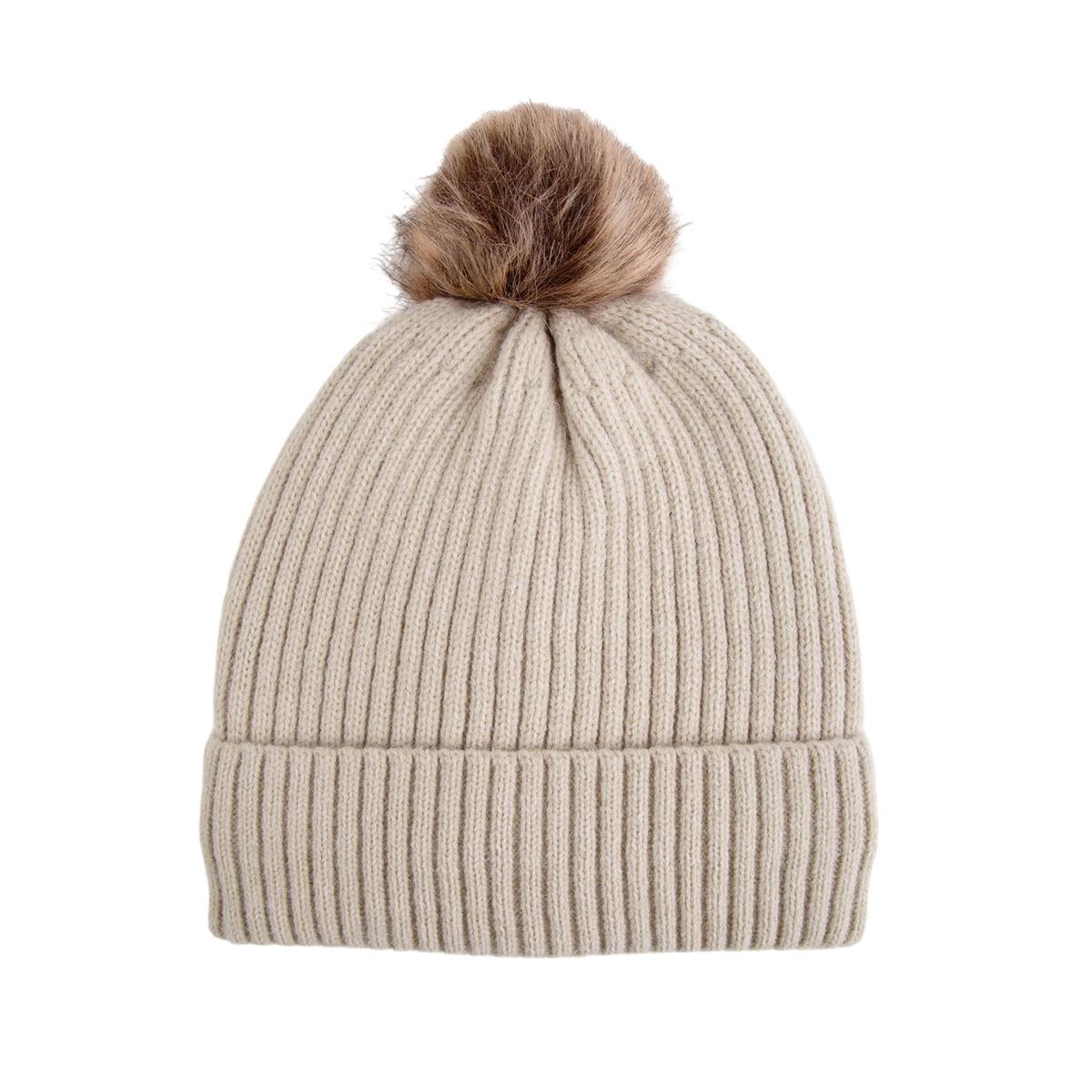 Nordic T.  "Neve" Beanie w Pom Pom, Ladies, 3 asst , brushed lining, ht