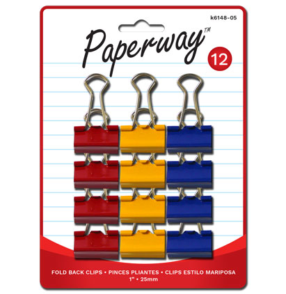 FOLD-BACK CLIPS - 12, COLORS 1"