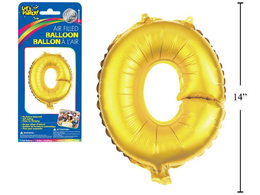 Let's Party "O" Gold Air Filled Balloon,14"