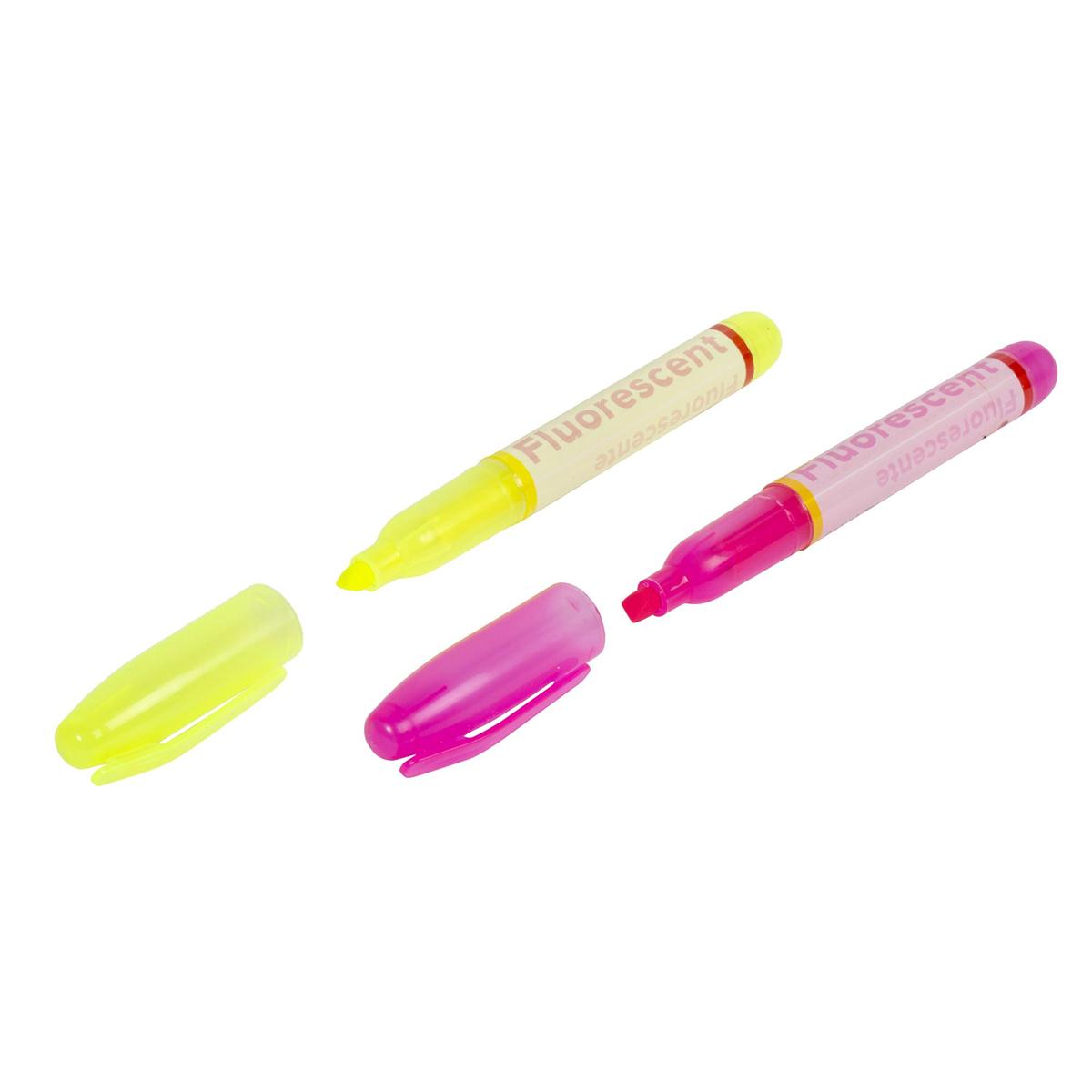 O.WKs. 2-pc Chisel Tip Highlighters Yellow & Pink  (A113888)