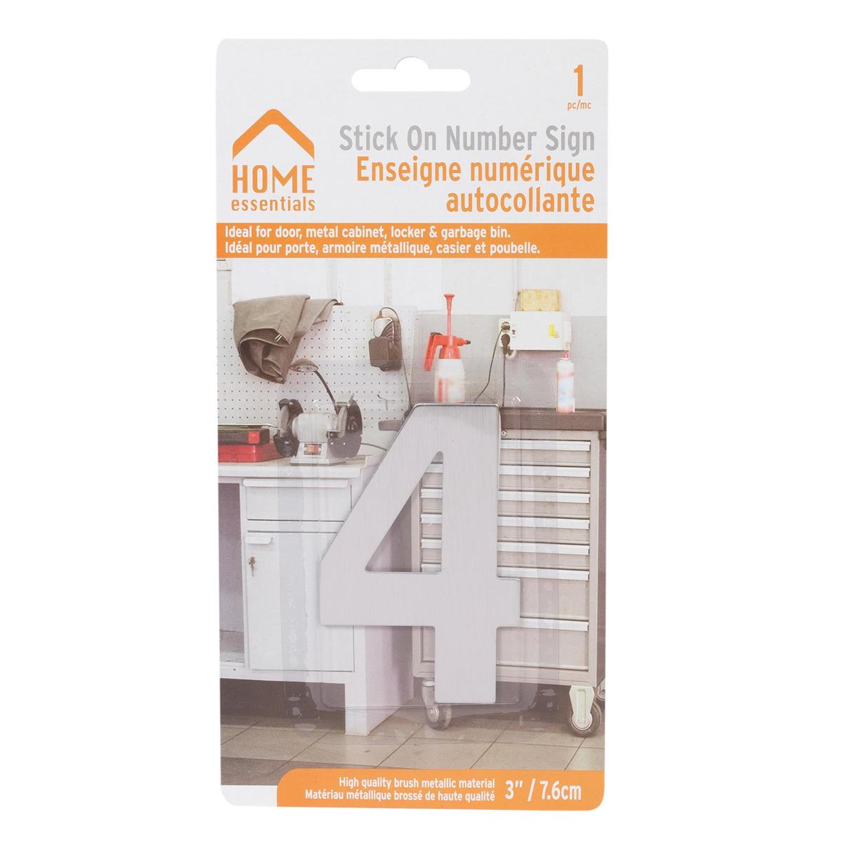 H.E. 3"#4 Adhesive Number Sign, SS B/C