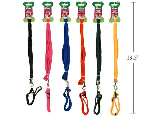 PAWS.1.2m Pet Leash w/Collar,6 col.  (A312685)