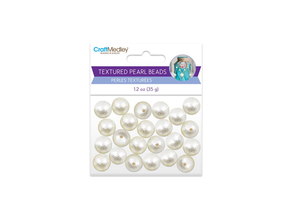 Pearl Beads: Acrylic Textured Effects Ivory 35g E) 14mm