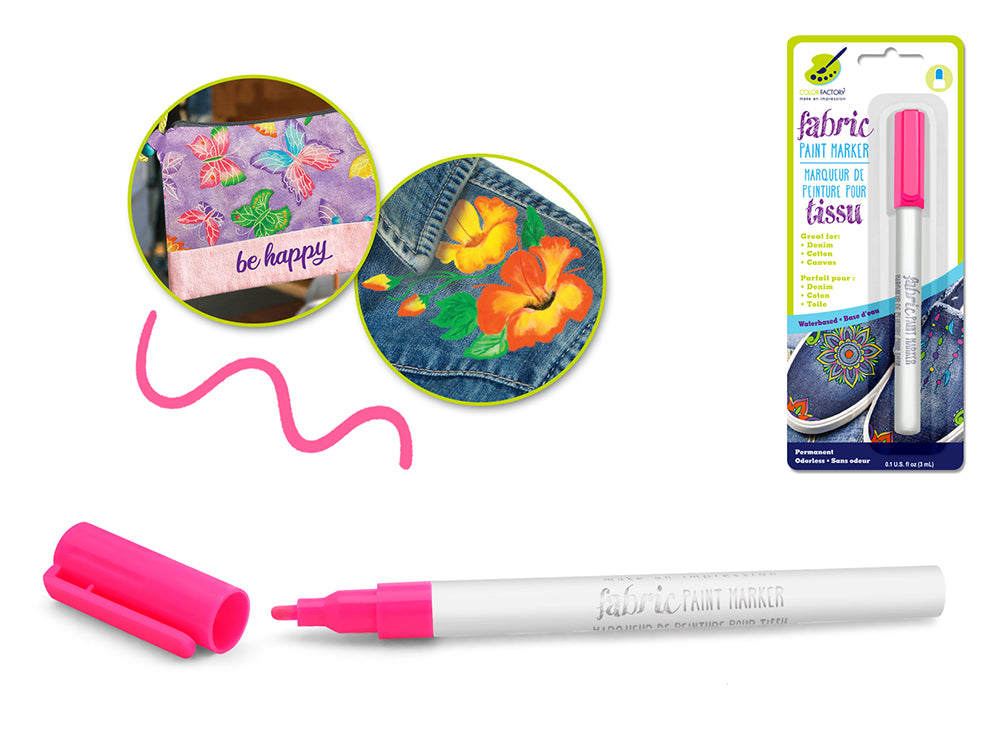 Color Factory: Fabric Paint Marker Permanent 3ml E) Neon Pink