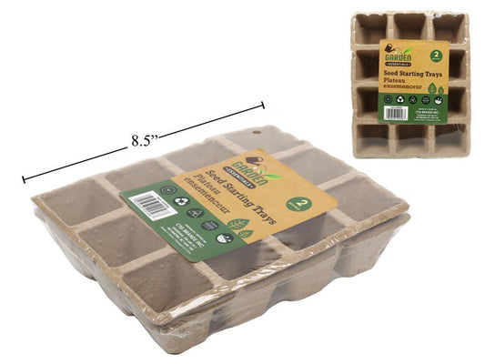Garden E. 2pcs Seed Starting Trays, 8.3"x6.7"x2", shrinkwrap w/sticker