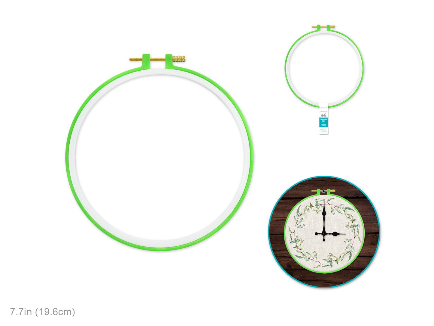 Needlecrafters: 8" Plastic Embroidery Hoop w/Brass Clamp