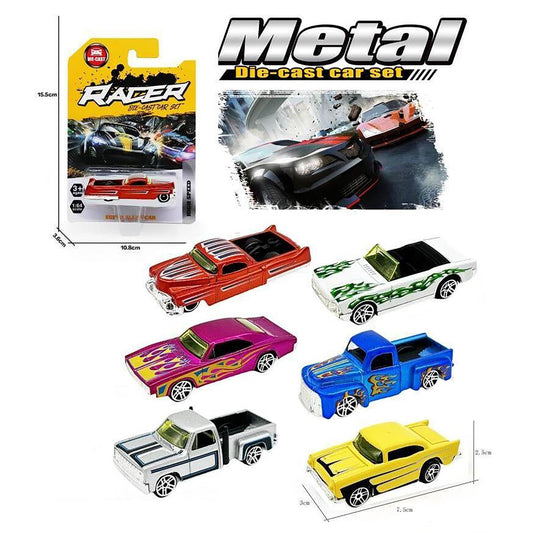 1:64 Diecast Vintage Hot Rod Racer, Free wheel, 6 Asst., b/c