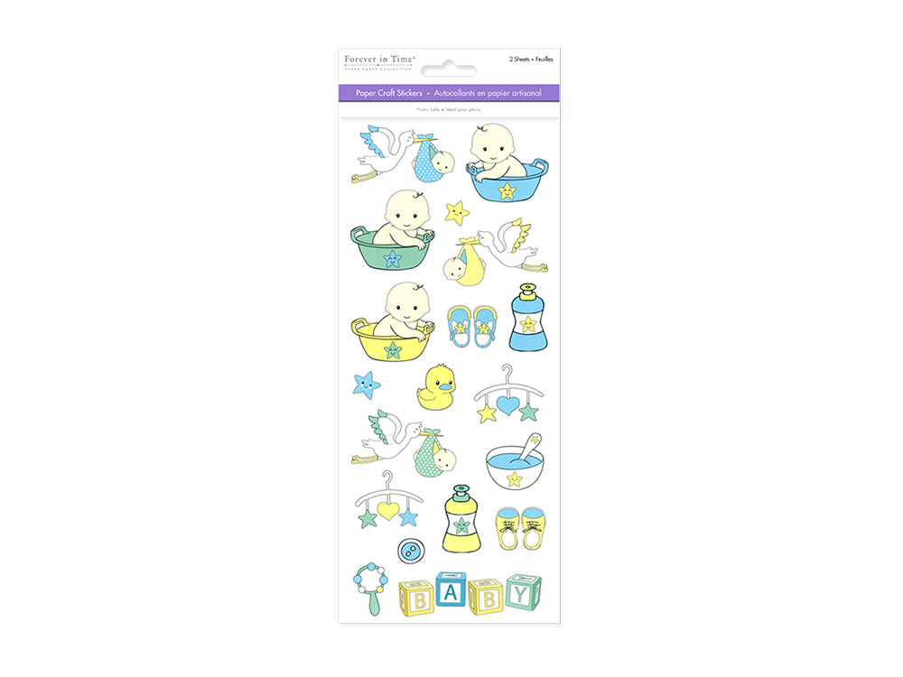 Paper Craft Sticker: 5"x12" 2-Sticker Themed Set B) Baby Boy