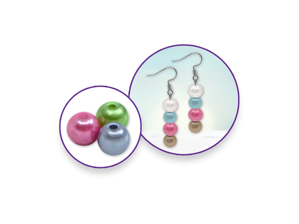 Pearl Beads: 8mm Glass Fired Pearls 35g 3-Col Asst Multi-Pack A) Jewel