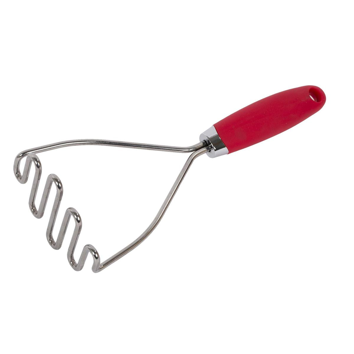 L.Gourmet S.S. Potato Masher, 2 colours,  tie on card (CP)