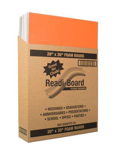 FOAM BOARD-20"X30" ORANGE NEON 25CT