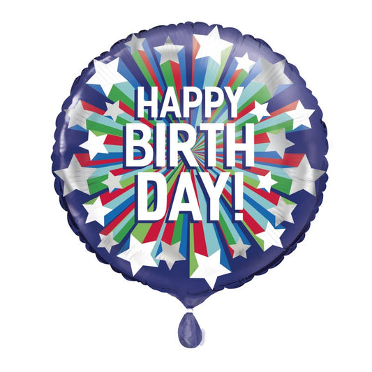 Shooting Star Happy Birthday Round Foil Balloon 18"   Package