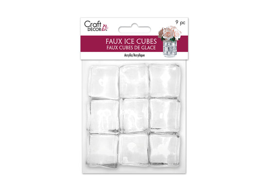 Craft Décor: Med Faux Acrylic Ice Cubes 9pc 2.5*2.2*2cm
