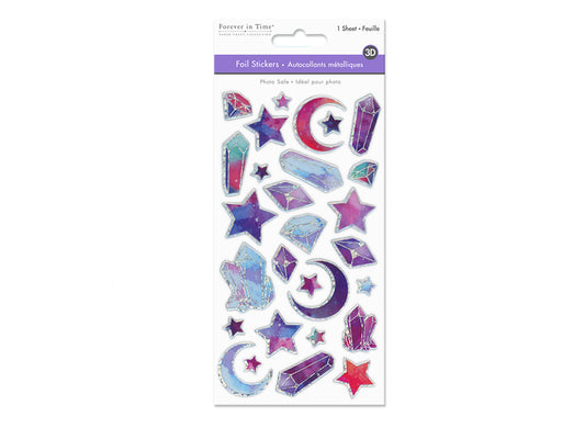 Paper Craft Sticker: 3.8"x6.9" 3D Foil Ombre I) Crystal Moon