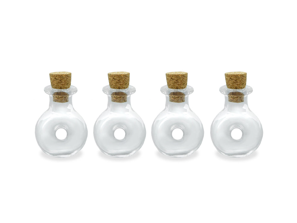 Glass Bottles: 1" Mini Containers w/Cork Lid 4pc Designer Series C) Vineyard