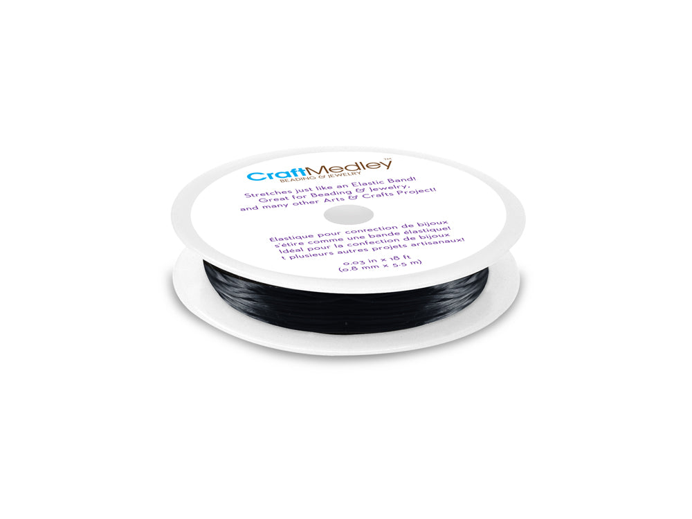 Jewelry/Craft Cord: 18ft Elastic Cord 0.8mmx5.5m A) Black