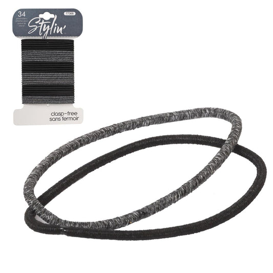 Stylin, 34p Ponyholders soid blk & heathered, header card