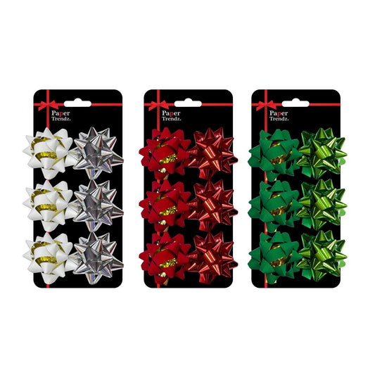 Paper T. PET/Velvet 6pk 2.5" Bow, 3/S, card