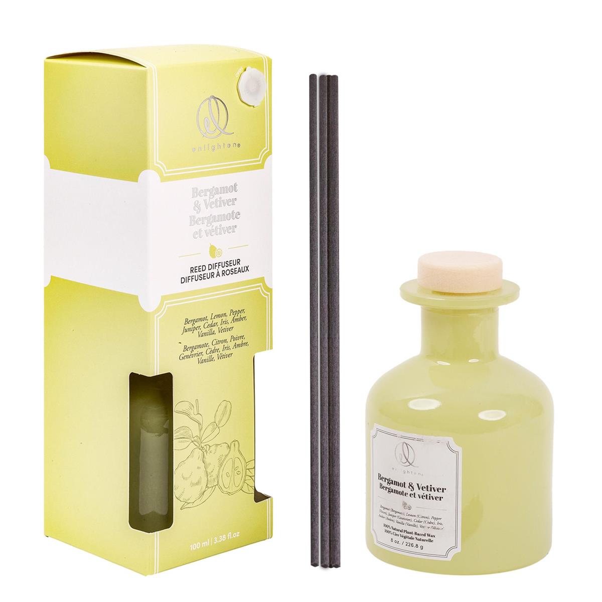 Enlighten 100ml Reed Diffuser, Bergamot + Vetiver, Gift Boxed