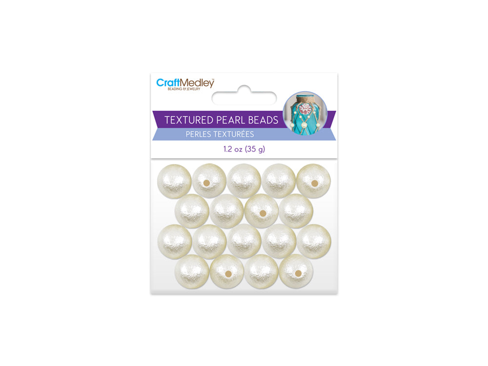 Pearl Beads: Acrylic Textured Effects Ivory 35g F) 16mm