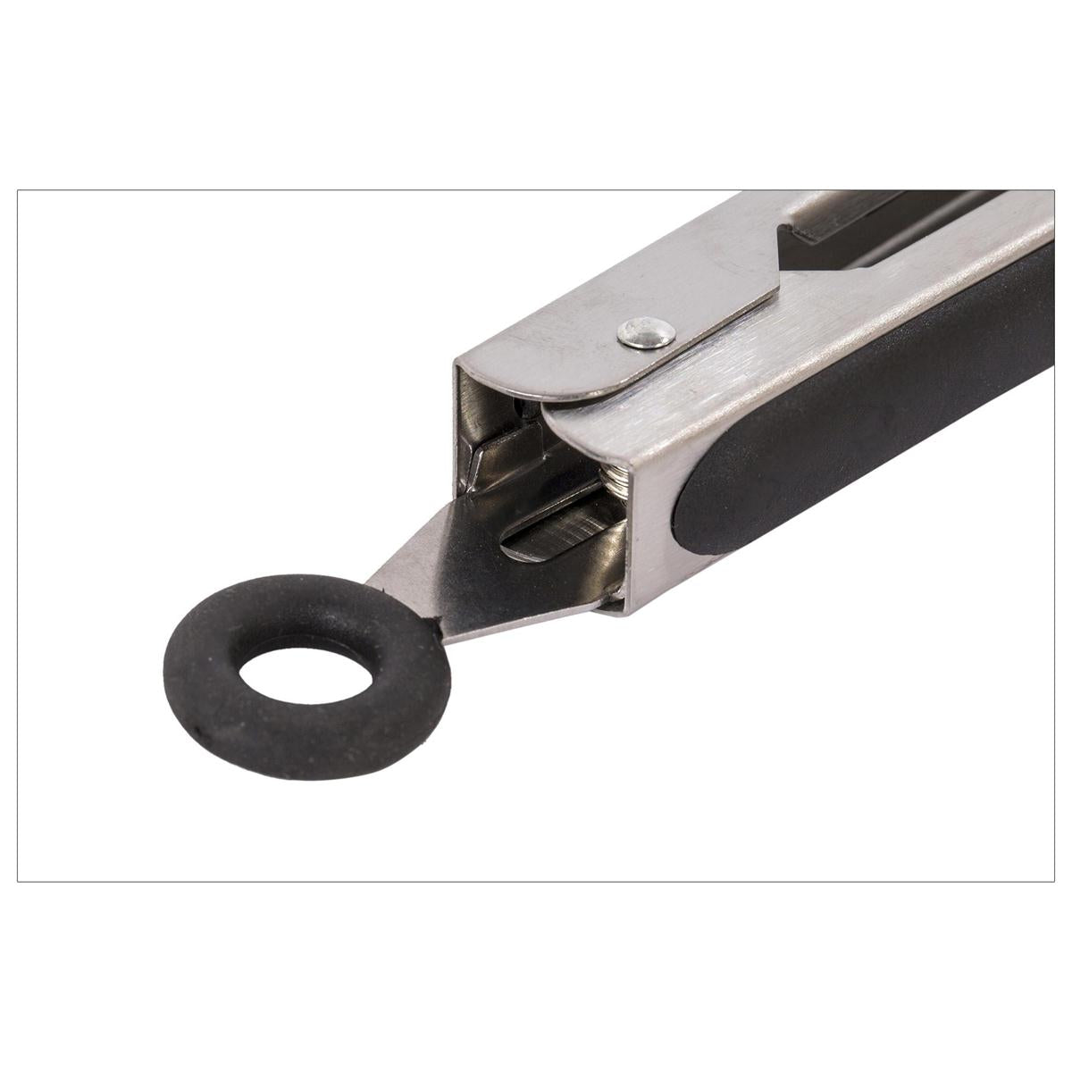 L.Gourmet 12"L S/S tongs w/ Rubber Cushion & Pull-lock, tag