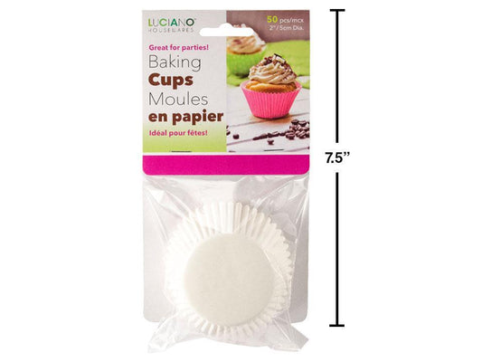 Luciano 50-pc Baking Cups, 2" Dia.,  Paper, White col., pbh