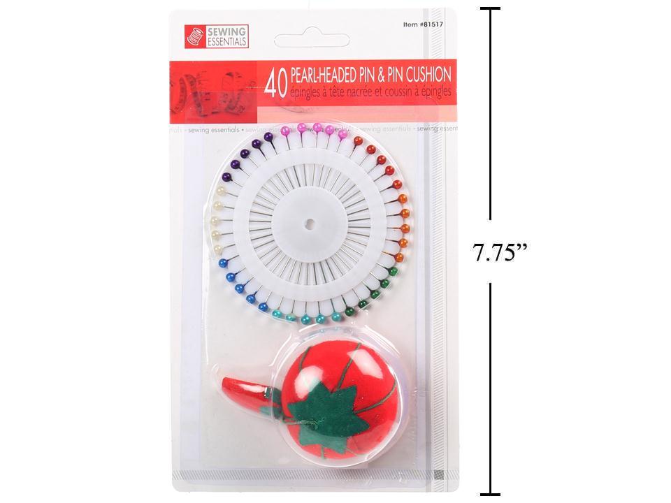 Sewing E. 40 Pearlized Pins & Pin  Cushion Set, b/c