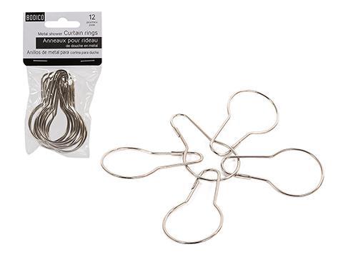 Bodico, 12-pc Metal Shower Curtain Ring, PVC bag w/header(HZ)