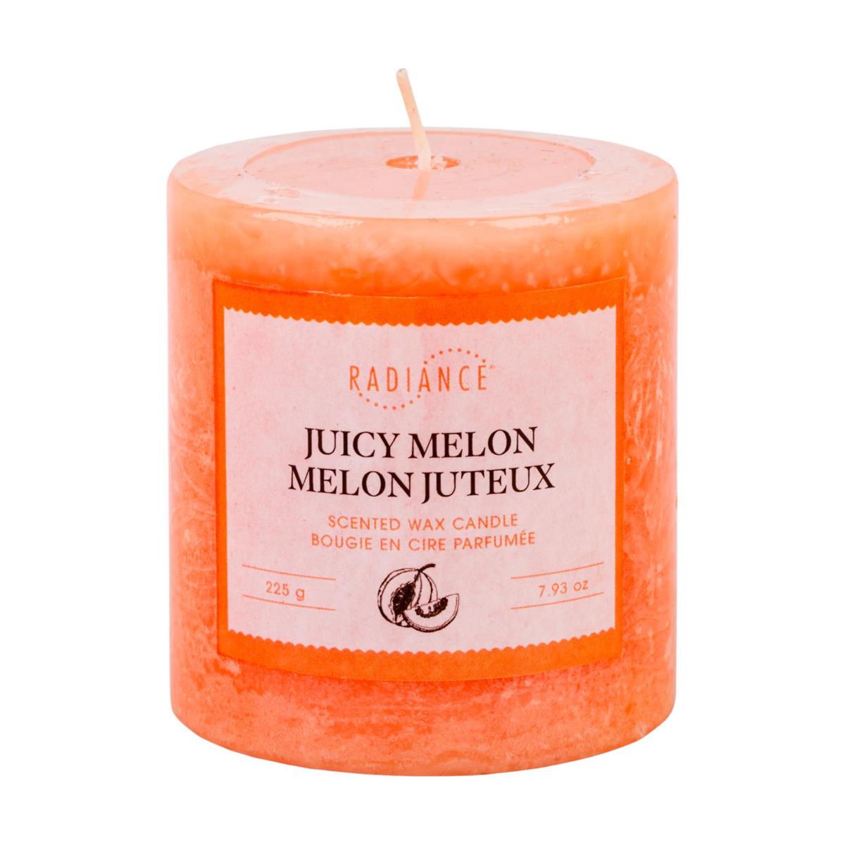 Frosted Scented Pillar Candle, 2.7"x 2.9", Juicy Melon