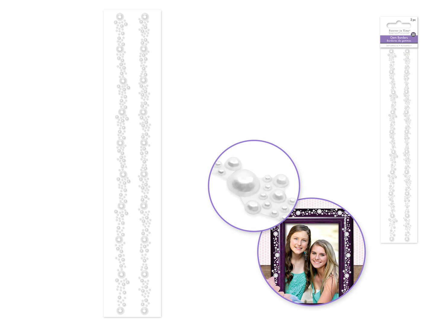 Paper Craft Sticker: 12" Ornate Gem Borders x2 B) Pearl