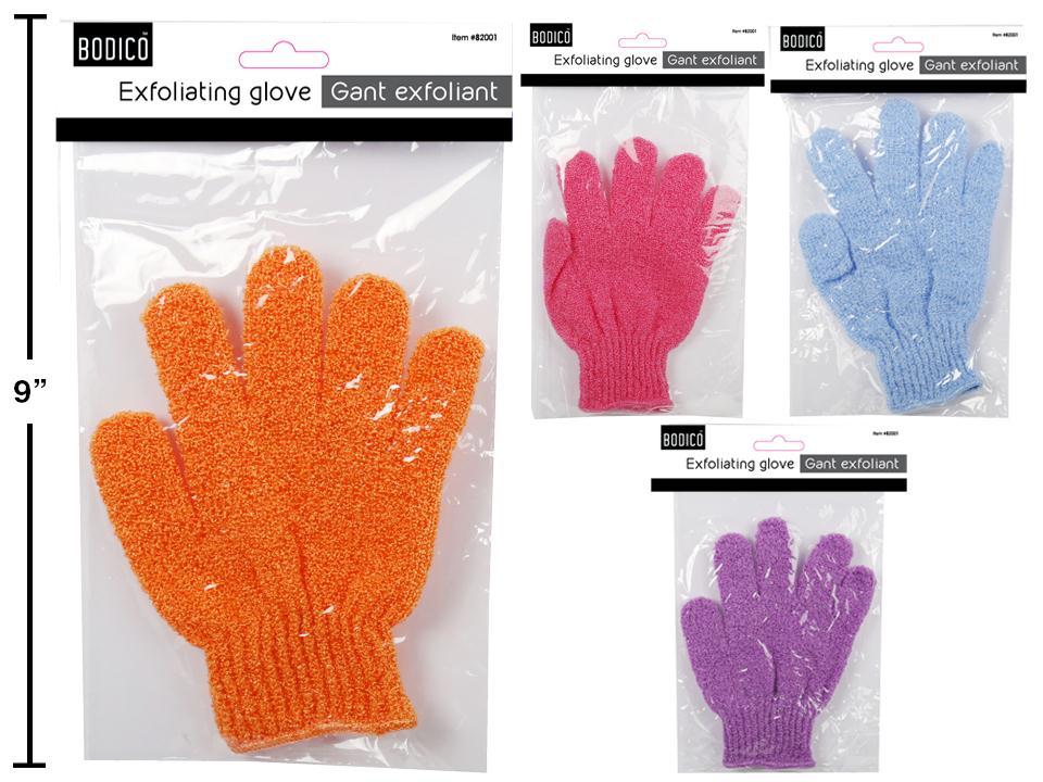 Bodico 7" Exfoliating Glove,  4 col.,  opp bag