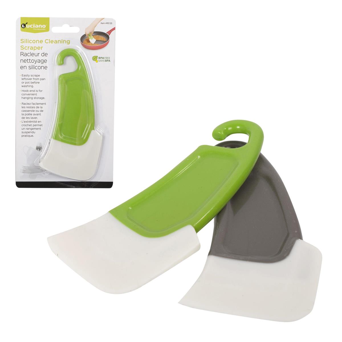 Luciano Silicone Frying Pan Scraper b/c, 2 colours, 12/clip strip
