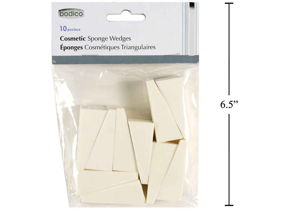 Bodico 10-pc Cosmetic Sponge Wedges , pbh, cream natural col sponge(HZ)