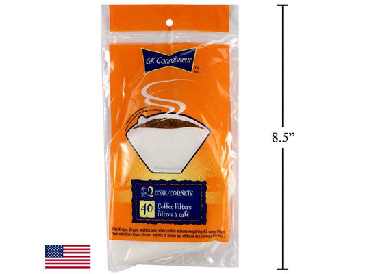 40-pc #2 Cone Coffee Filter,  polybag
