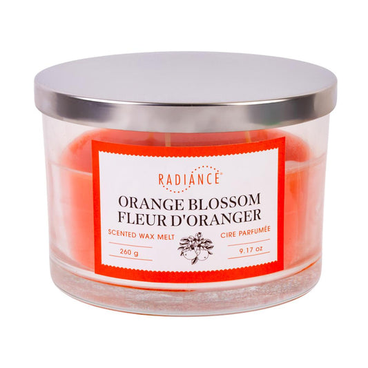 9.5oz Glass Jar Scented Candle, 3-wick w/Lid, Orange Blossom