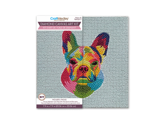 Stretch Artist Diamond Painting Canvas Kit: 7.9"x7.9" Primed Back-Stapled B) Dog