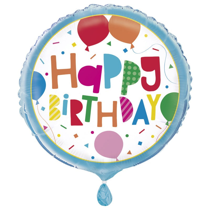 Colorful Balloons Round Foil Balloon 18"  Packaged