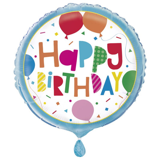 Colorful Balloons Round Foil Balloon 18"  Packaged