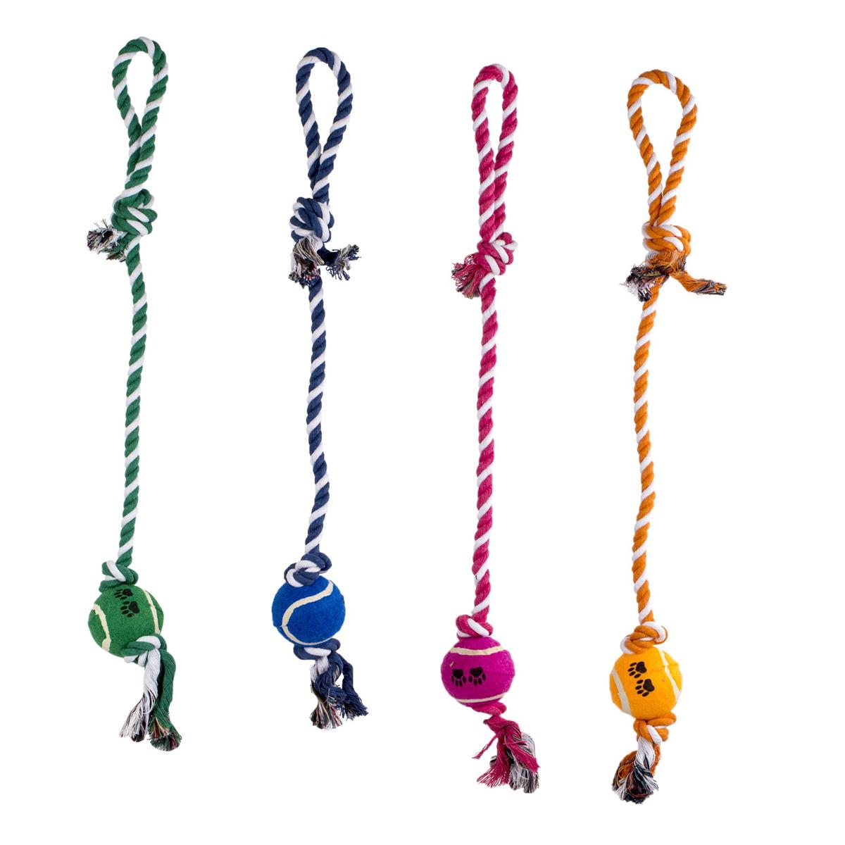 PAWS. 29" Rope Tug Toy w/Ball, 4/c  (A388667)