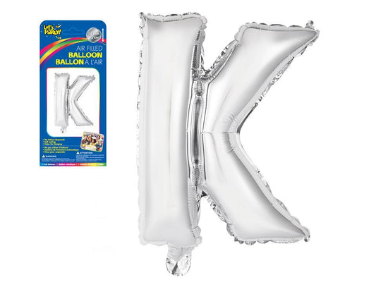 Let's Party "K" Silver Air Filled Balloon, 14"