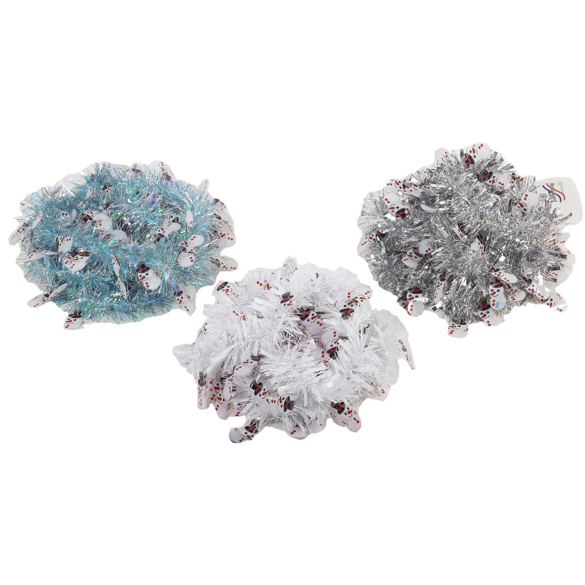 Deco N. 9ft.x6ply Tinsel Garland w/ Snowman, 3/c, header