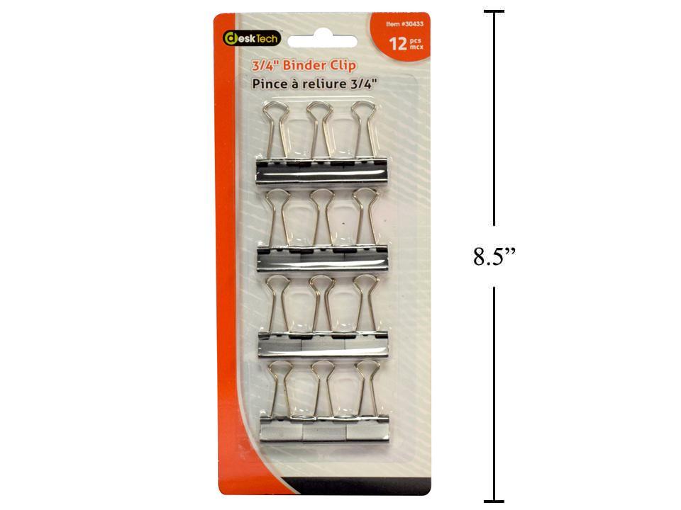 Desk Tech  12-pc 3/4" Binder Clip, Black, b/c