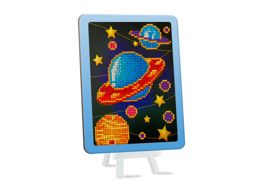 Krafty Kids Kit: 8.8"x6.8" DIY Diamond Painting Kit w/Easel D) Outer Space