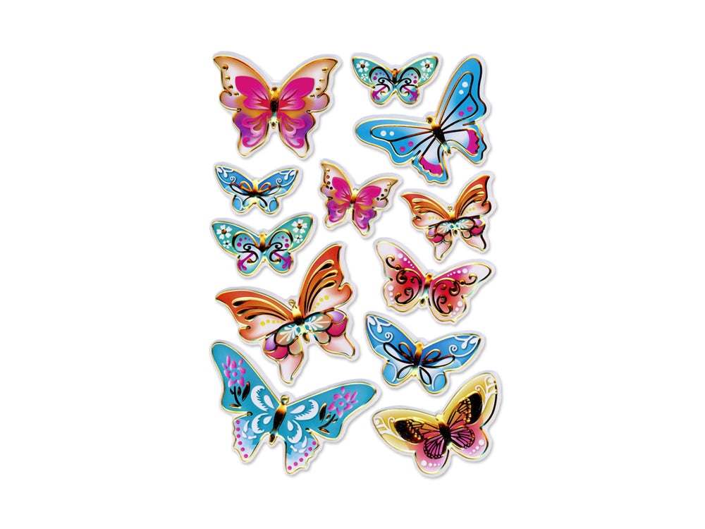 Paper Craft Stickers: 4.3"x6.1" Foil Puffy H) Fancy Butterflies