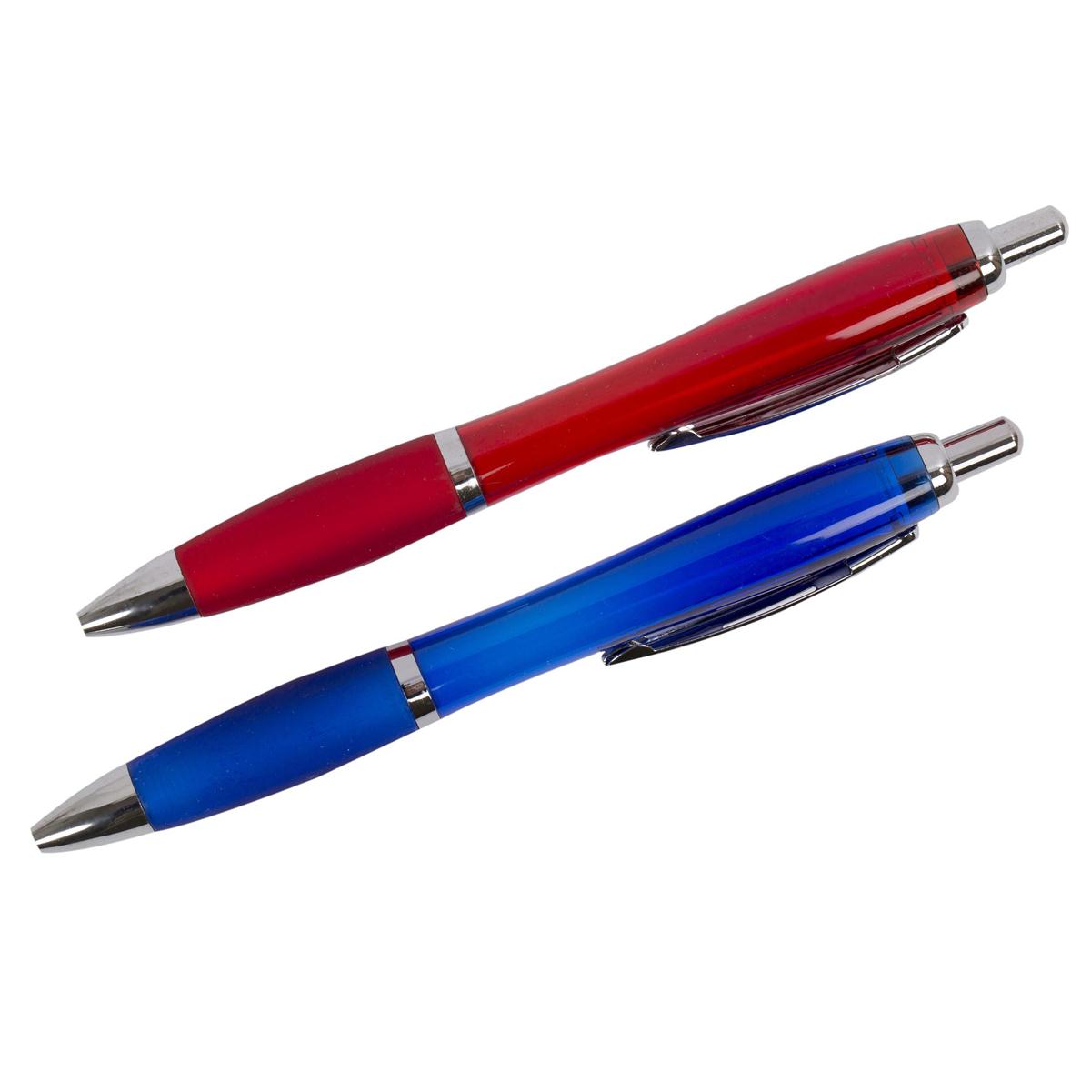 O.WKs. 2-pc Retractable Ball Pens, Blue,Red w/Soft Grip