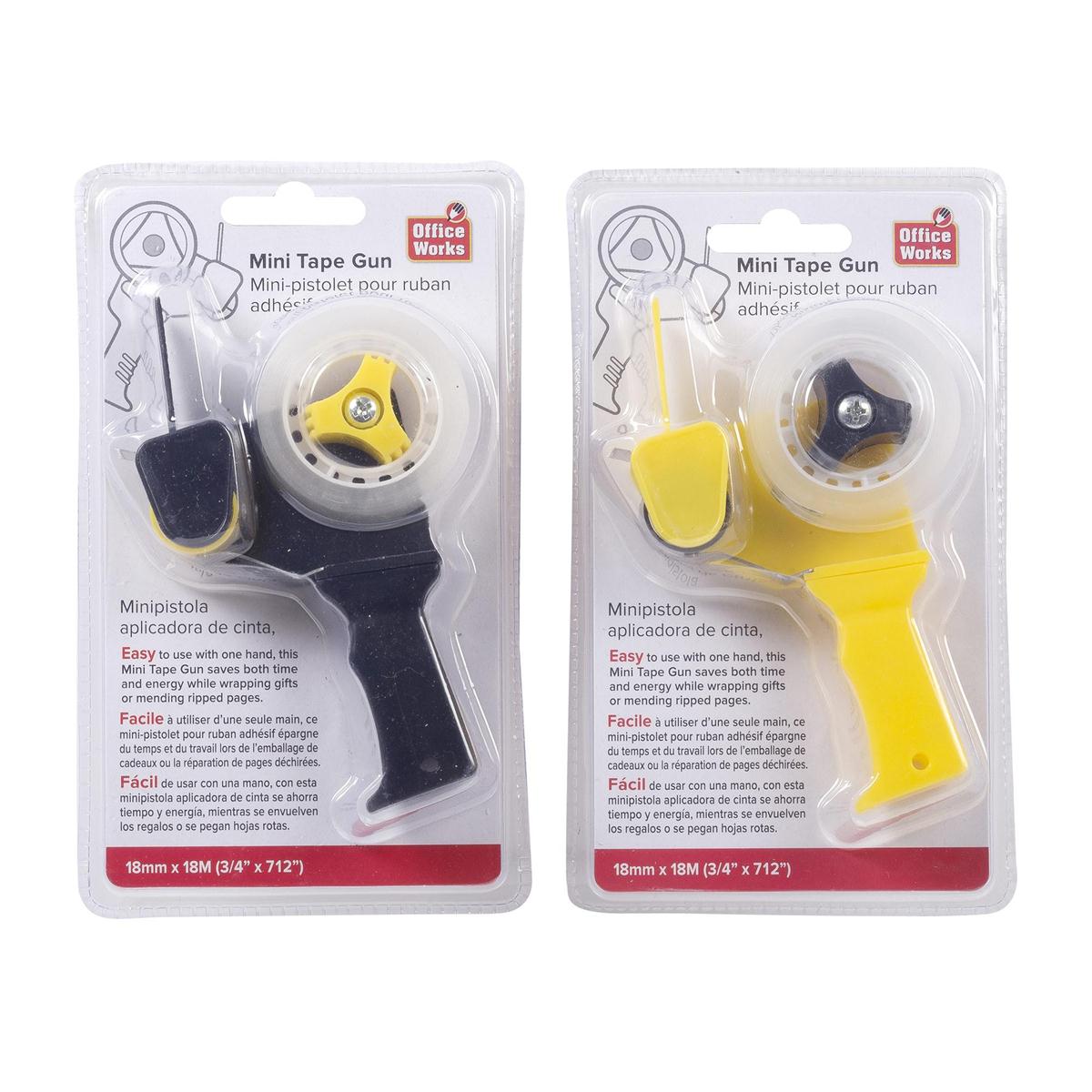 O.WKs. Mini Tape Gun, 2 Colours, clam pack