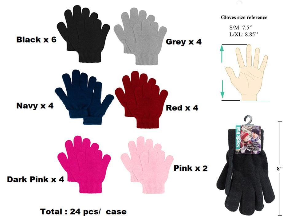 Nordic Trail Adult Knitted  Magic Gloves, 6/C, h/c & hanger